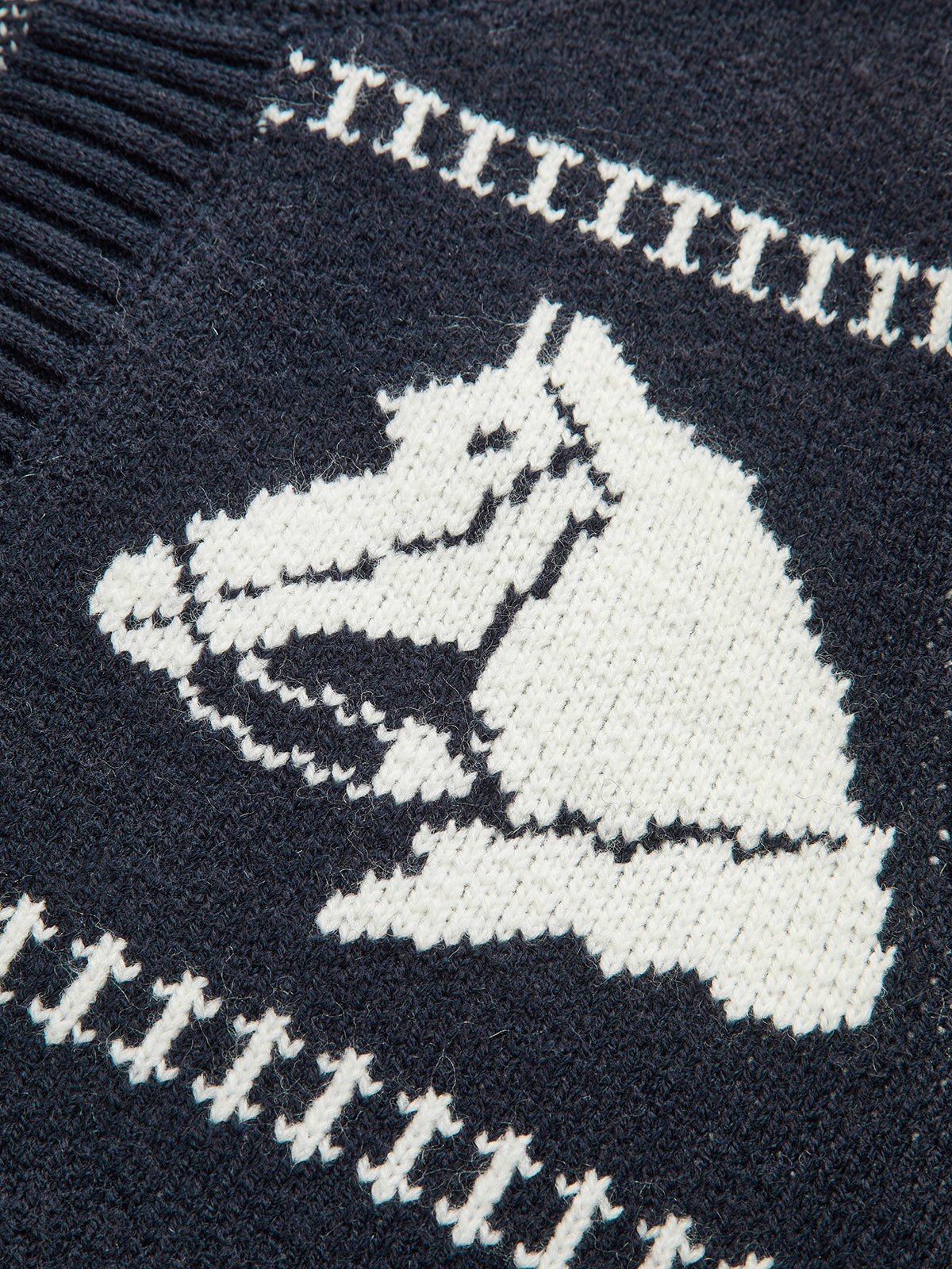 Horse-Pattern Wool Blend Fringe Cardigan