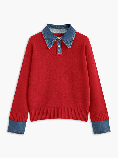 2 in 1 Panel Lapel Sweater