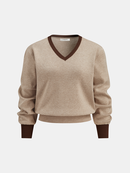 Contrast Trim Knit Top and Midi Skirt Set