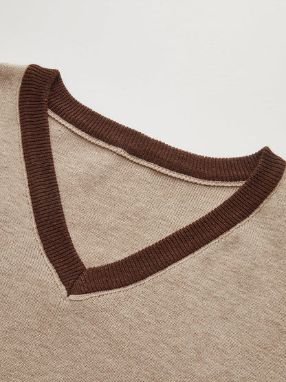 Contrast Trim Knit Top and Midi Skirt Set