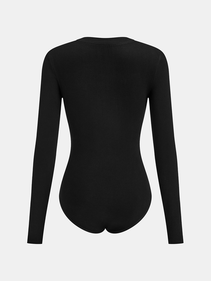 Faux Leather Wrap Waist V-Neck Bodysuit