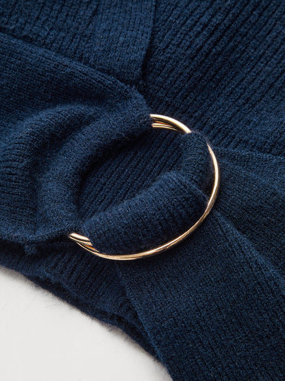 Metal Ring Knit Wrap Cardigan