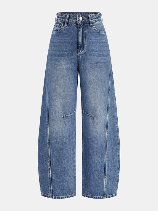 Denim Curved-Leg Jeans