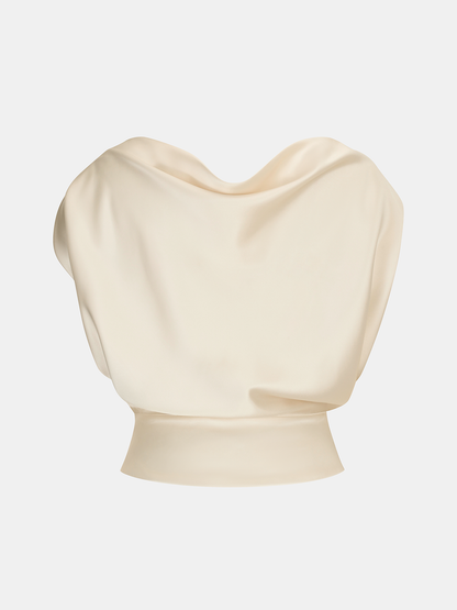 Satin Cowl Neck Top and Skirt Set