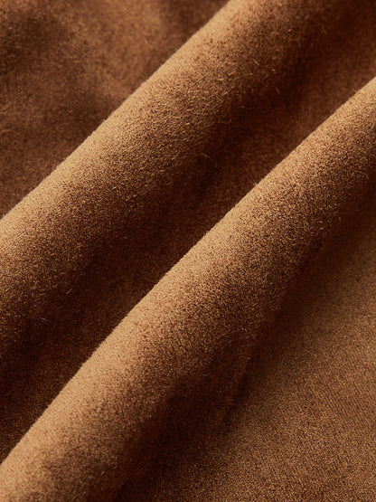 Draped Slit Suede Effect Midi Skirt