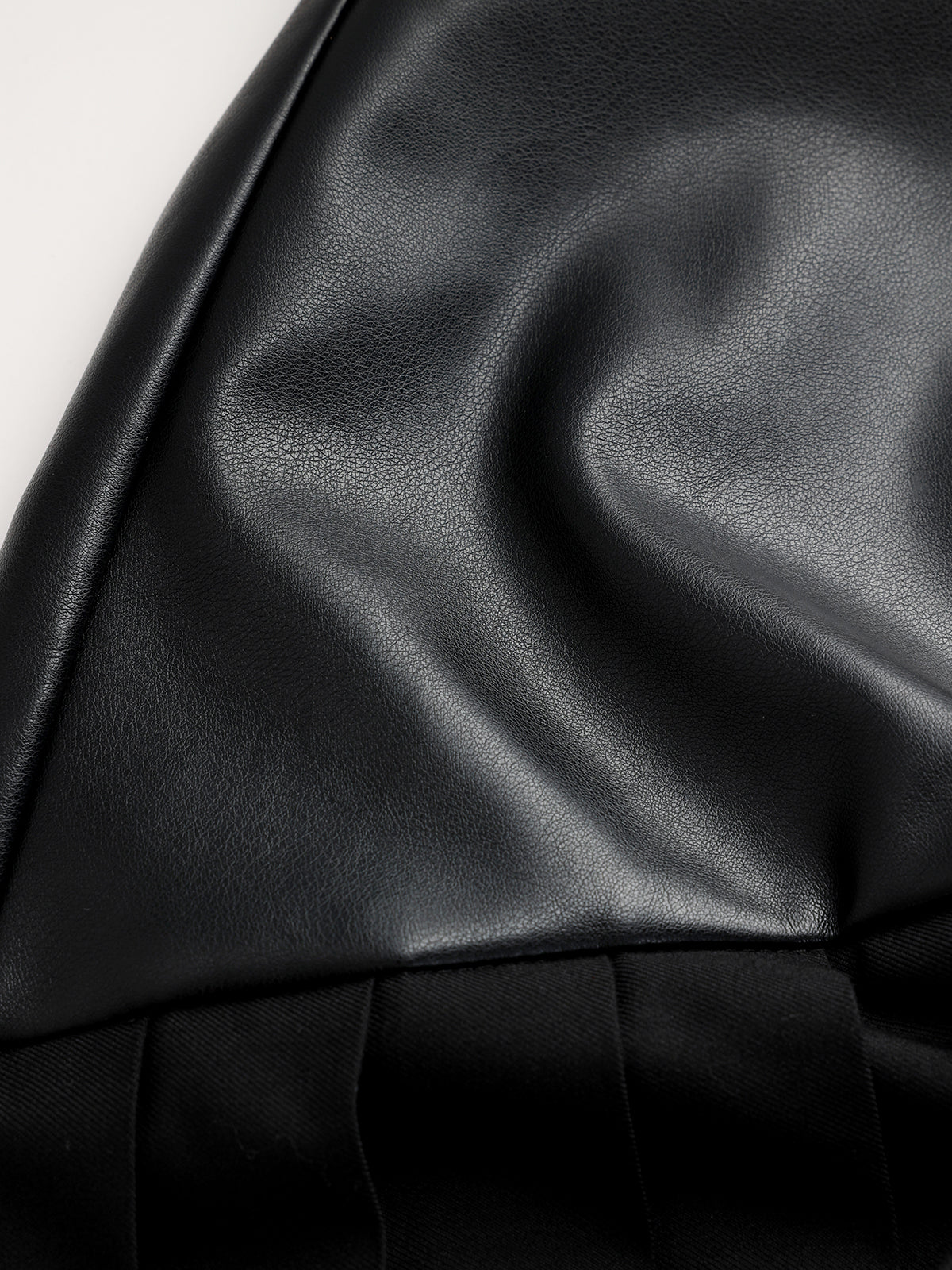 Buckle Detail Faux Leather Panel Pleated Midi Skirt