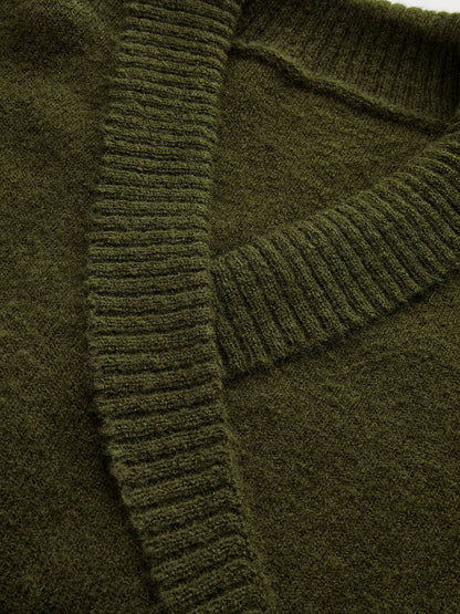 Wool Blend Wrap V-Neck Sweater