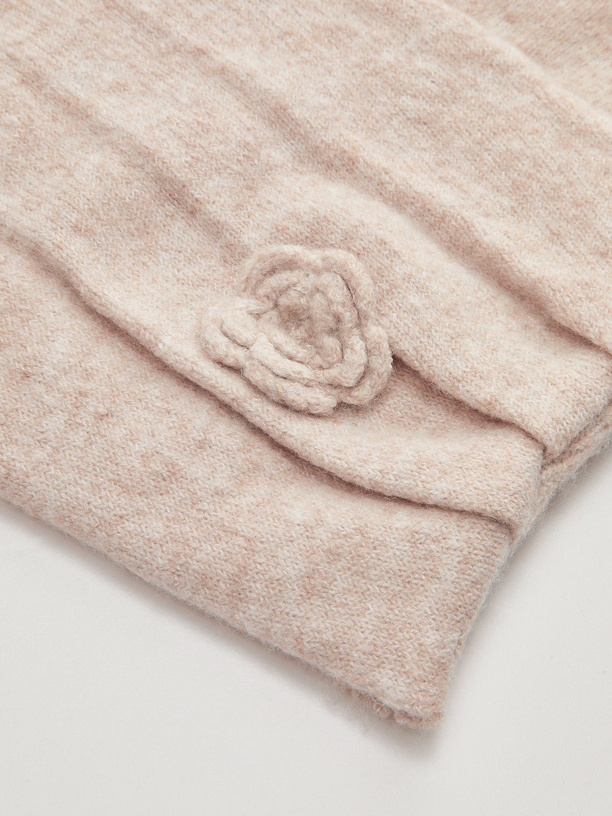 3D Floral Embellished Cinched-Waist Knit Top