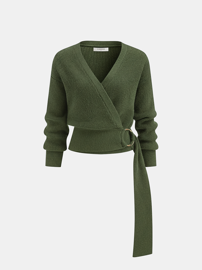 Metal Ring Knit Wrap Cardigan