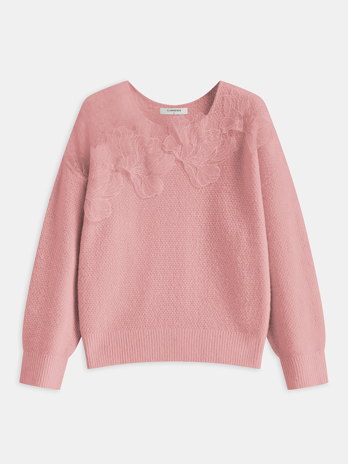 Floral lace Sweater Semi Sheer Round Neck Sweater