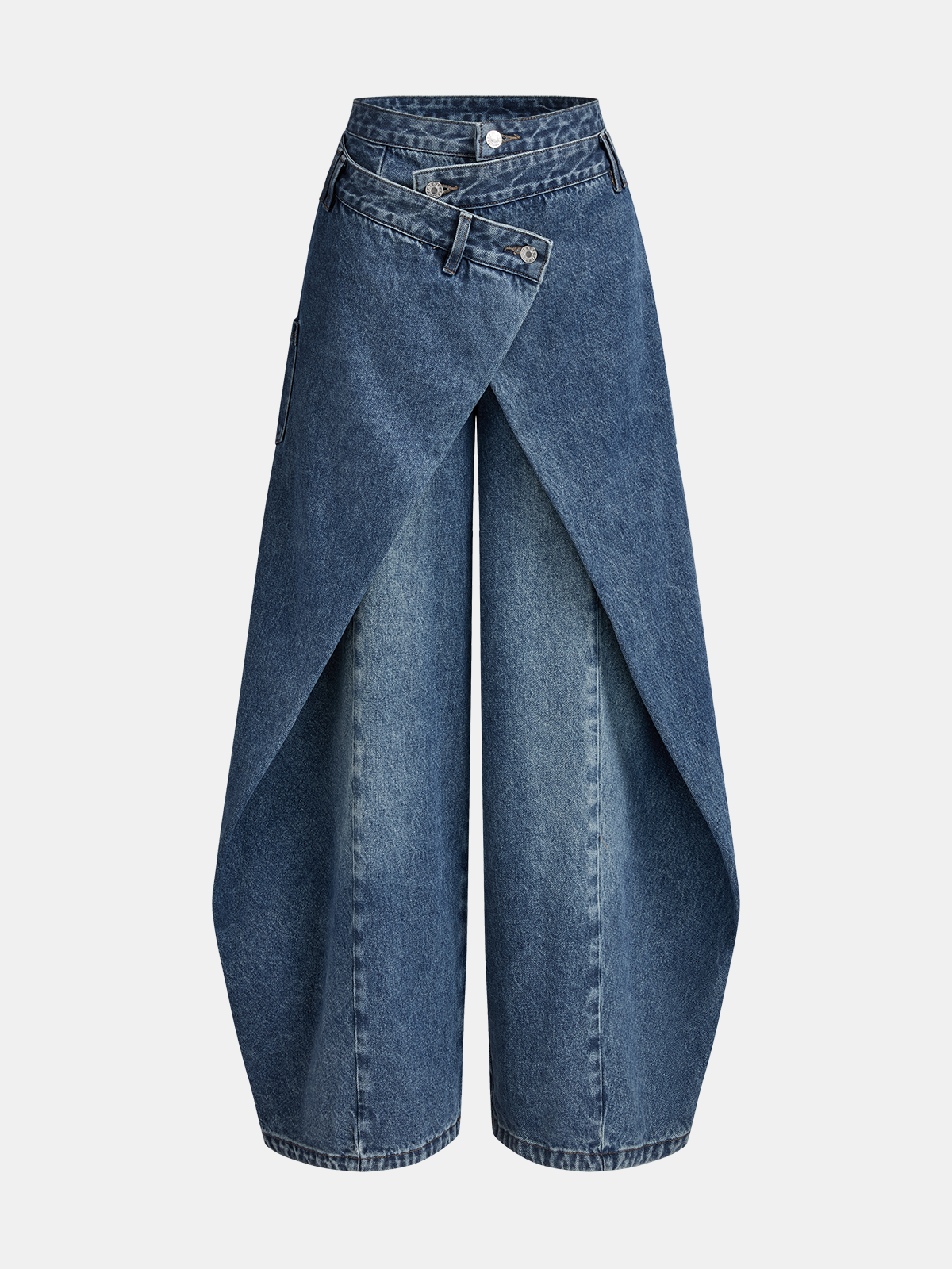 Cross-Front Wide-Leg Jeans
