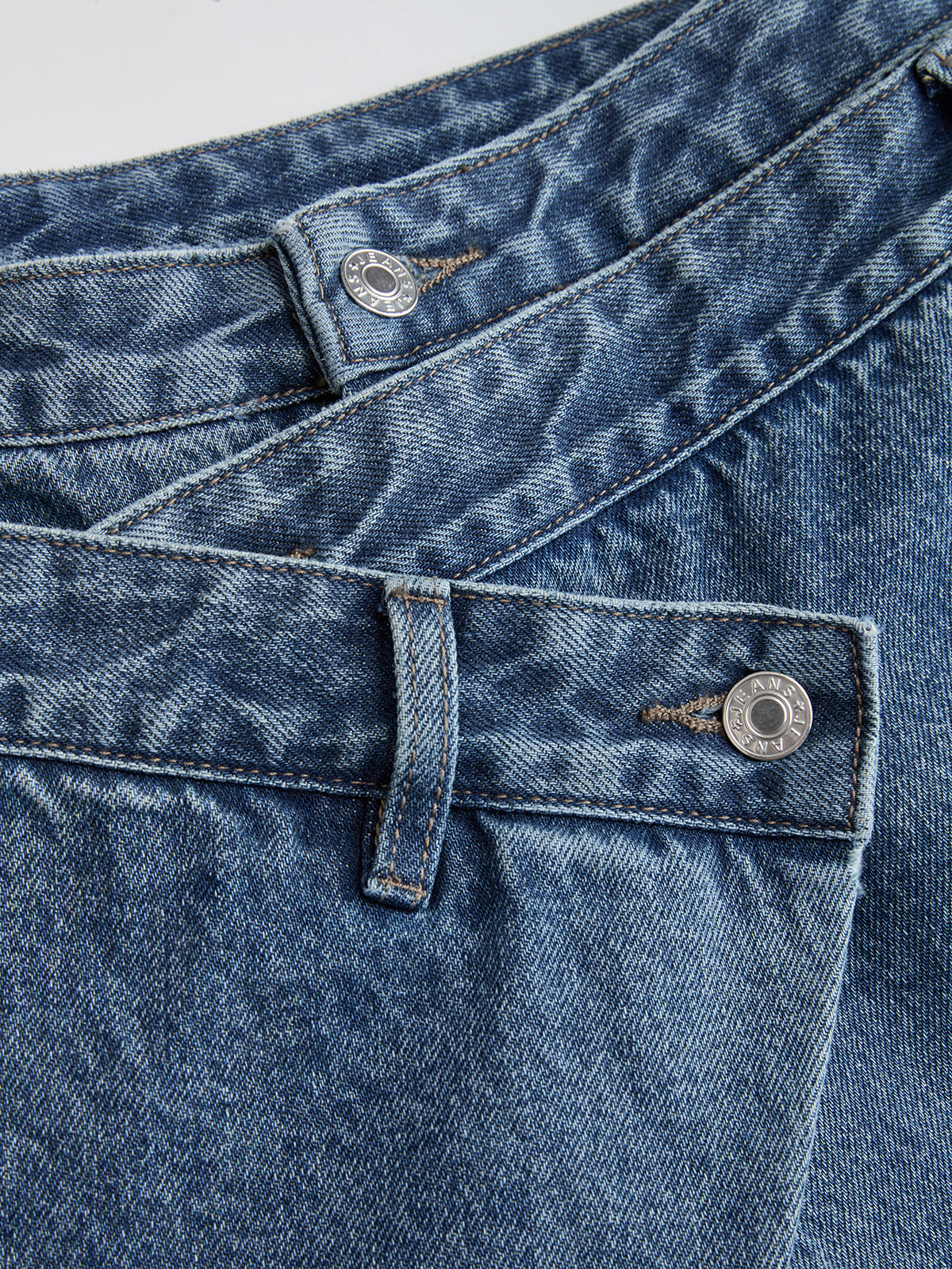 Cross-Front Wide-Leg Jeans