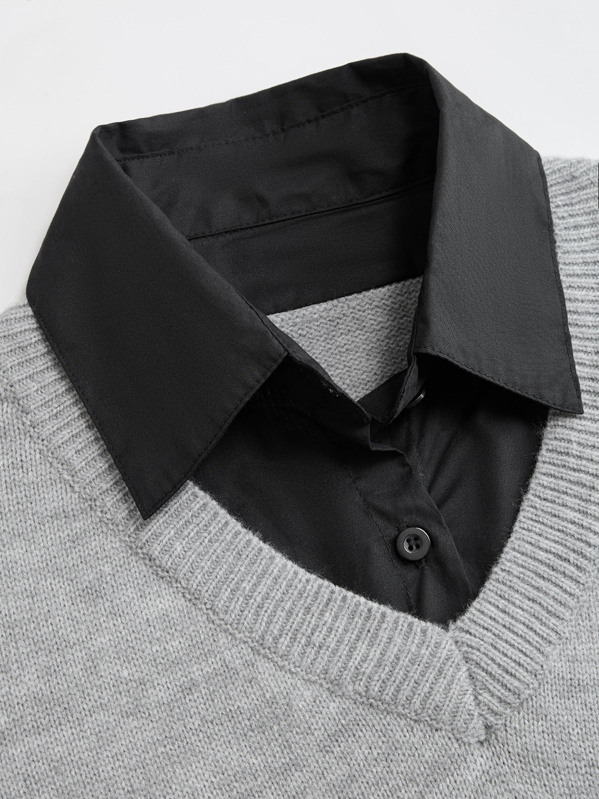 Contrast Collar Lace Hem Sweater