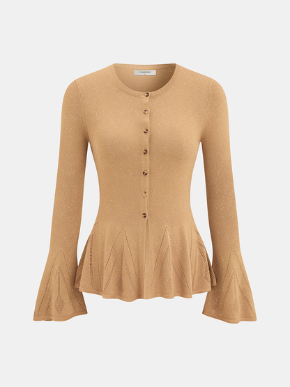 Bell Sleeve Peplum Sparkle Knit Cardigan