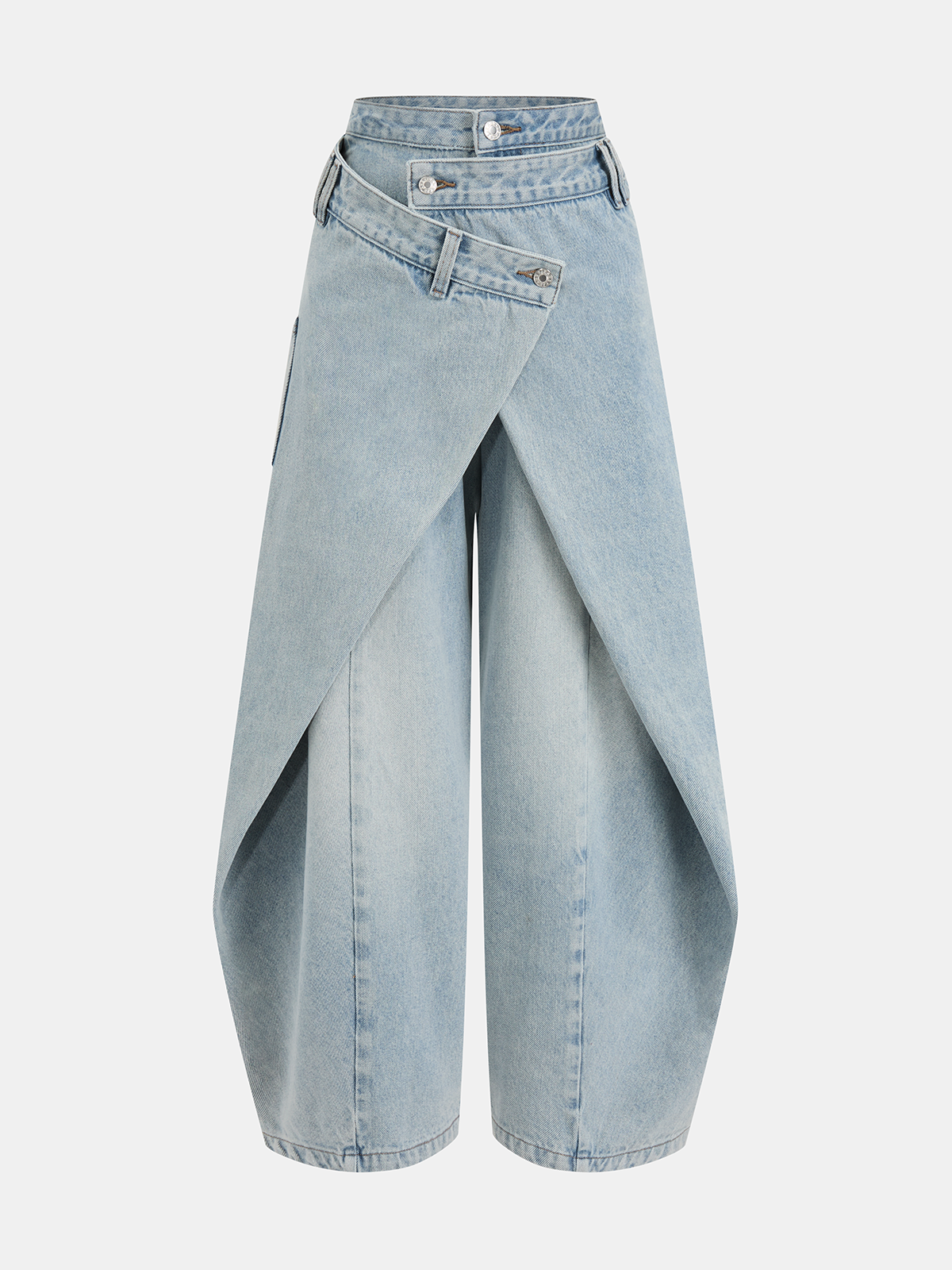 Cross-Front Wide-Leg Jeans