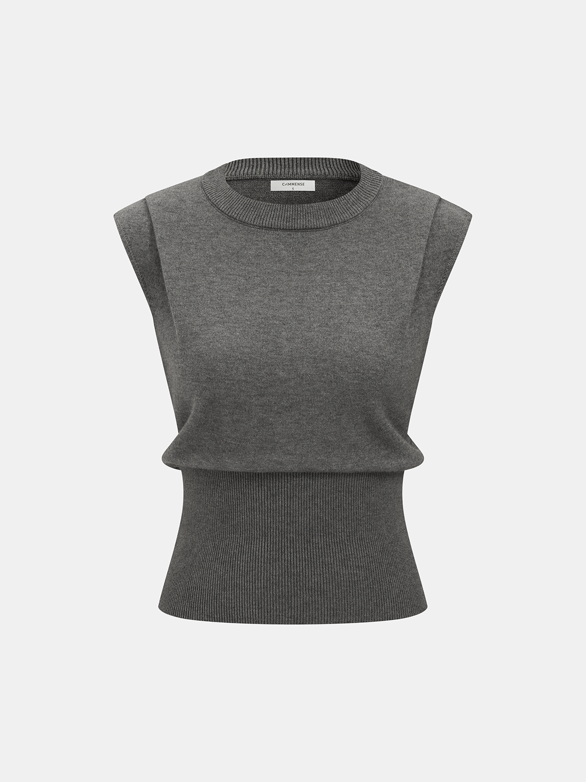 Cinched Waist Crew Neck Sleeveless Sweater Vest