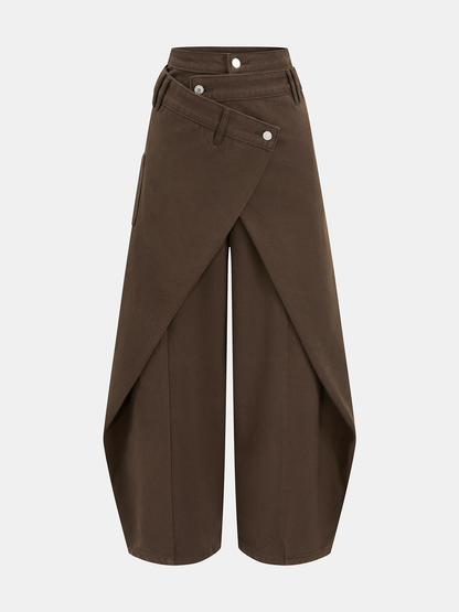 Cross-Front Wide-Leg Jeans